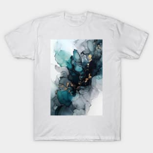 Teal Tidal Wave - Abstract Alcohol Ink Art T-Shirt